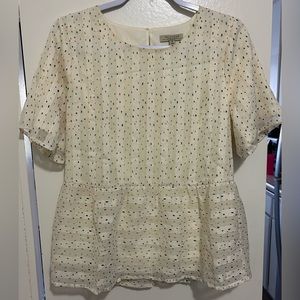 Polagram Cream & Polkadot Short Sleeve Blouse